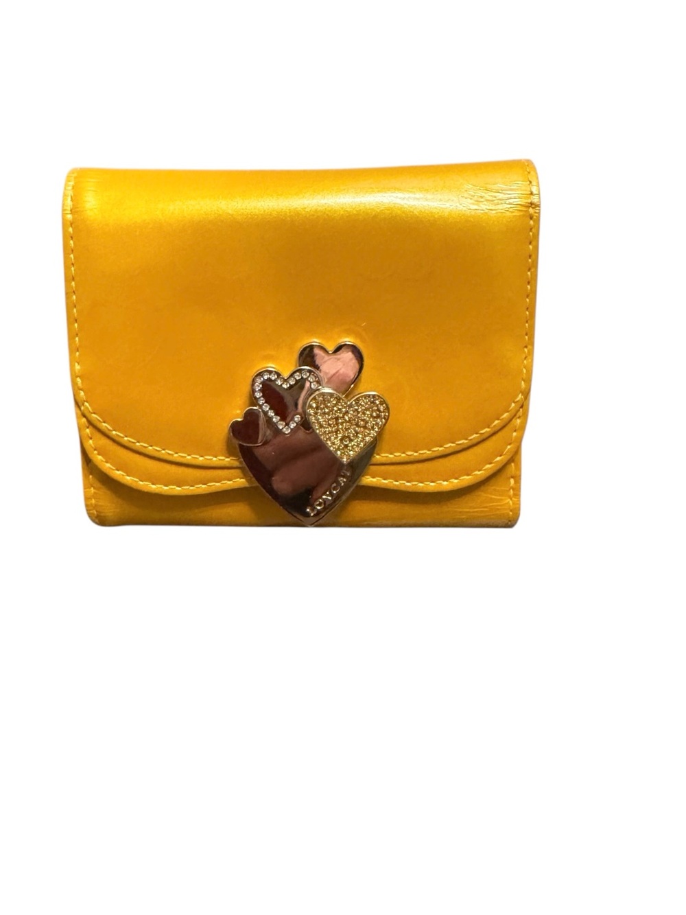 Lovcat gold yellow heart embossed leather wallet